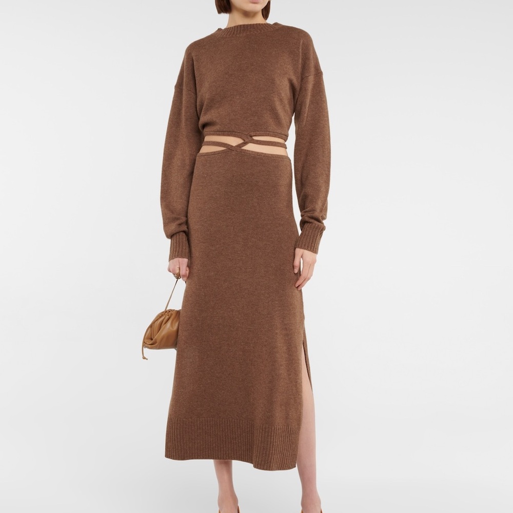 Christopher Esber Knit Tie Sweater Dress In Fawn - Picture 4 of 15